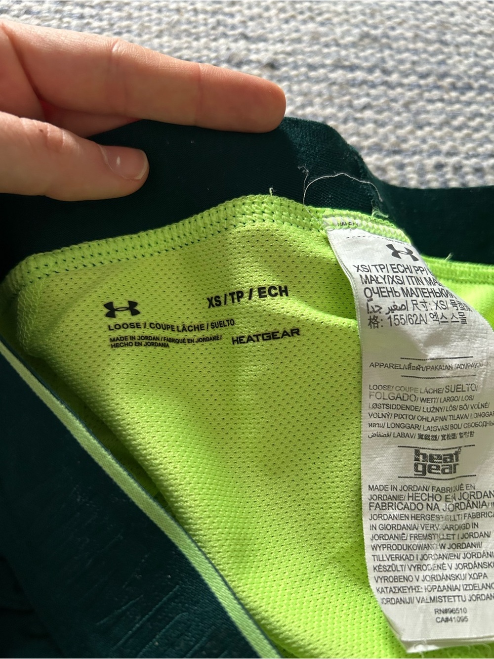 Under Armour Dark Green Women's Athletic Running Shorts with Neon Trim - Picture 5 of 5